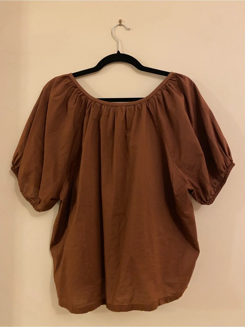 Old Navy Brown Puff-Sleeve Button Front Blouse size Large